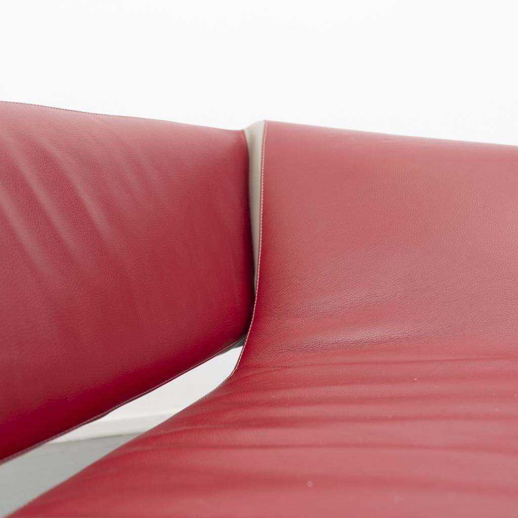 1x Leolux Arabella 3 Zits bank Rood/Grijs leder, Niet ingevuld, Niet ingevuld, Leer, Ophalen of Verzenden