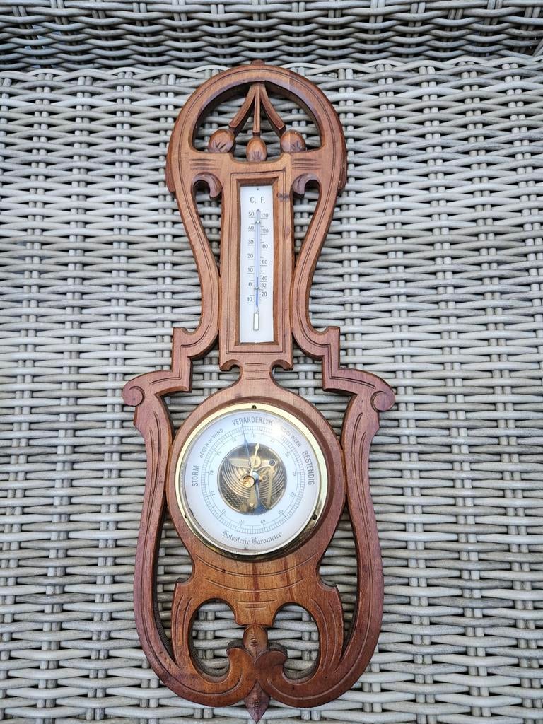 Oude barometer met kwik thermometer, 45 cm hoog., Ophalen