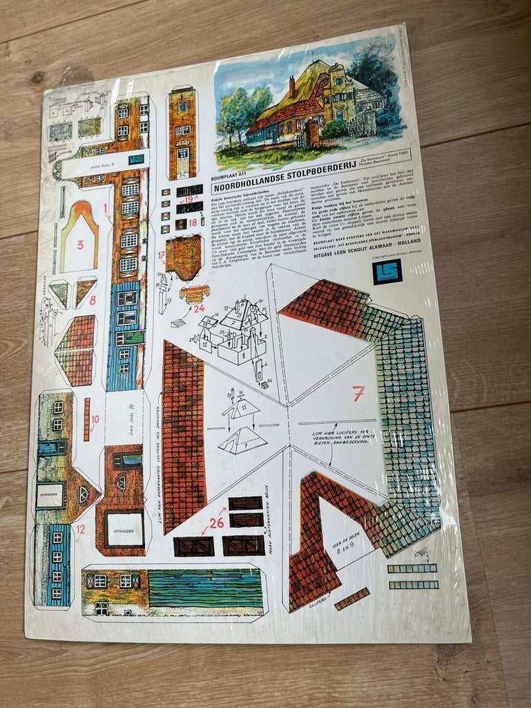 Bouwplaat Noord-Hollandse Stolpboerderij karton nieuw, Ophalen of Verzenden, Nieuw