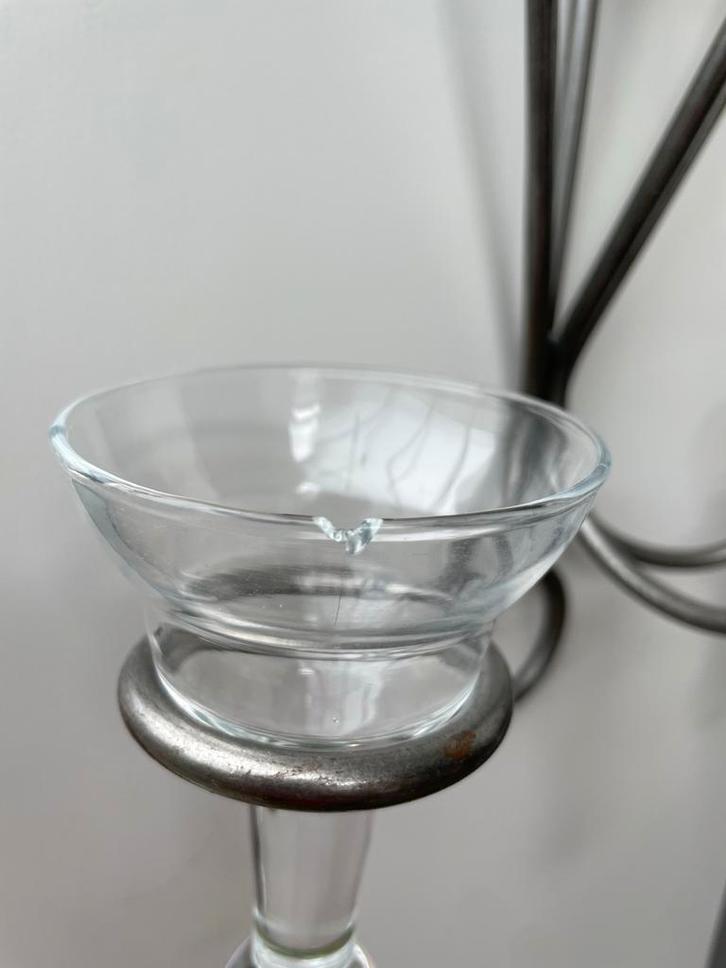 Hangkandelaar met 3 glazen houders, Antiek en Kunst, Antiek | Kandelaars, Overige materialen, Ophalen of Verzenden