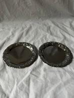 Set van 2 vintage Franse metalen sierbordjes Ø 15cm, Ophalen, Overige materialen, Overige stijlen, Bord(en)