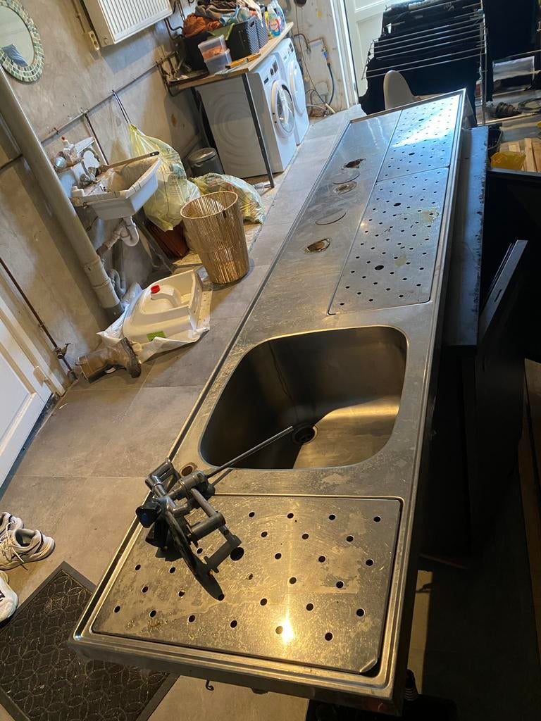 RVS bar met spoelbak en afdruiprek, Ophalen of Verzenden, Gebruikt