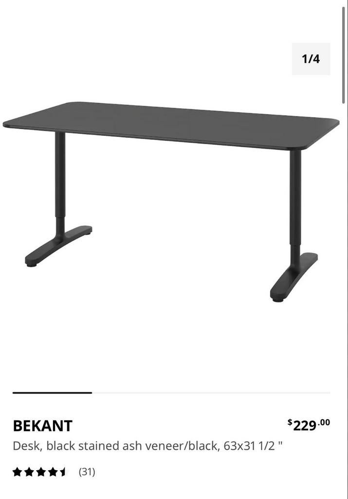 Twee stuks IKEA Bekant bureau 160x80 - Zo goed als nieuw, Huis en Inrichting, Zwart, In hoogte verstelbaar, Ophalen of Verzenden