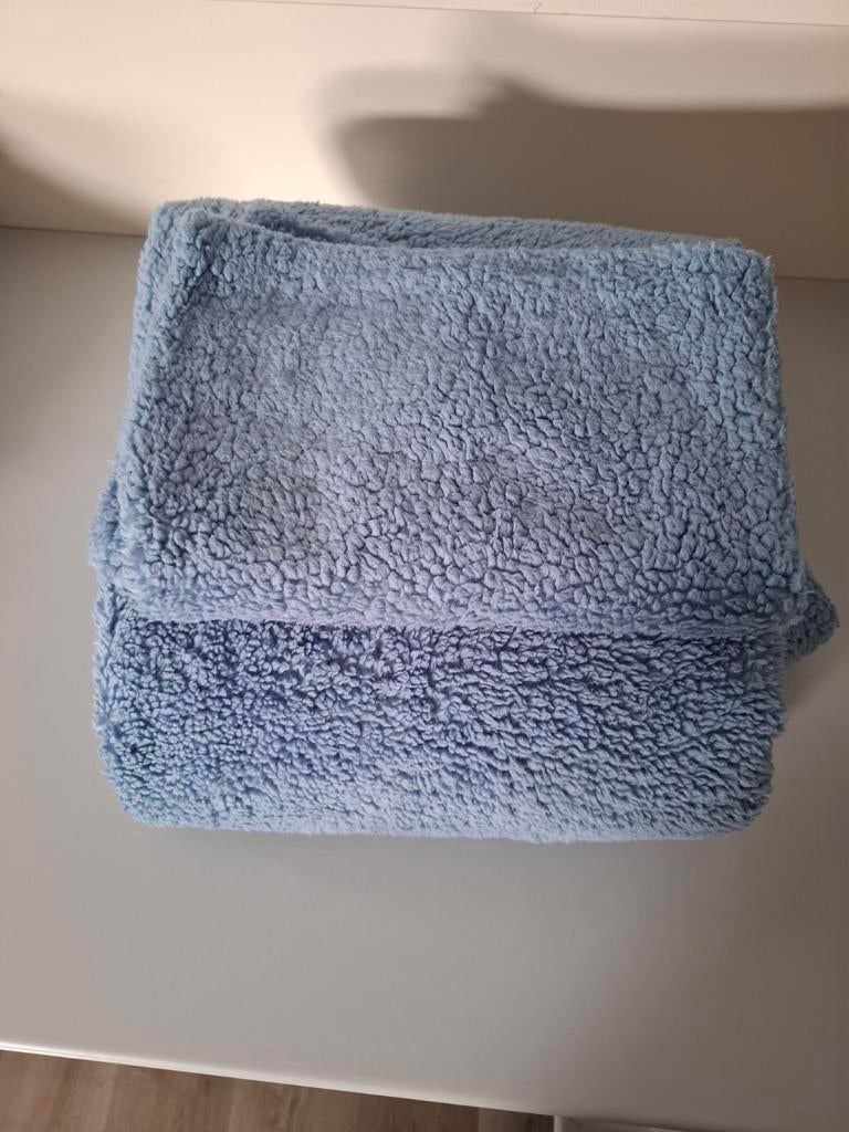 Pluche 1 persoons dekbed overtrek zgan., Ophalen of Verzenden, Zo goed als nieuw, Blauw