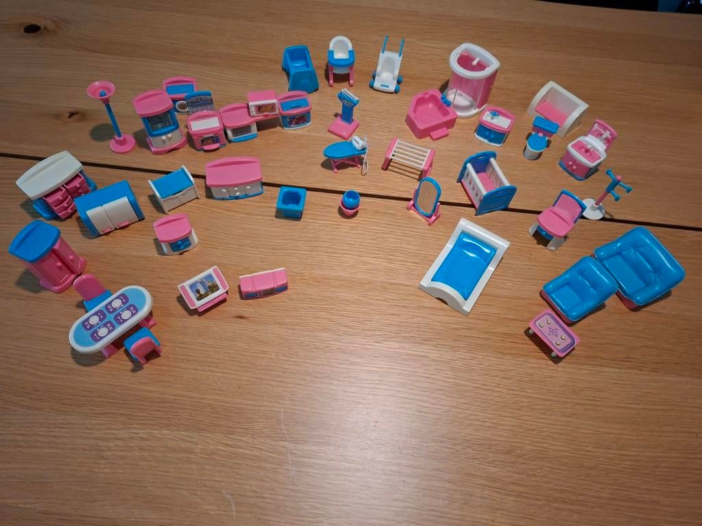 Poppenhuis meubeltjes, blauw/roze., Ophalen of Verzenden, Nieuw, Meisje