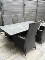 Tuinset met 4x wicker stoelen en luxe graniet tafelblad, Ophalen, Gebruikt, Rechthoekig, Wicker