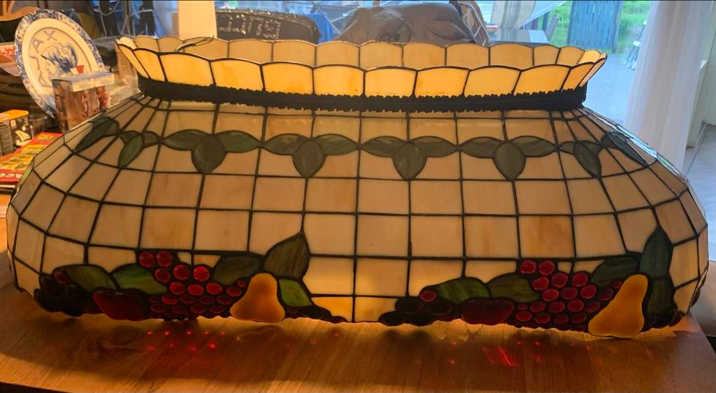 Tiffany Stijl Plafondlamp met Druiven en Bladeren, Ophalen, Gebruikt