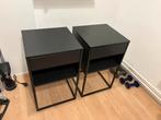 IKEA Nachtkastjes 2 stuks zwart strak design industrieel, Ophalen, Gebruikt, Minder dan 45 cm, 55 tot 70 cm