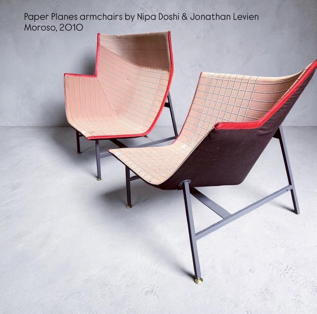 Set Moroso Paper Planes fauteuils design by Doshi & Levien, Huis en Inrichting, Ophalen, Gebruikt, -, Leer