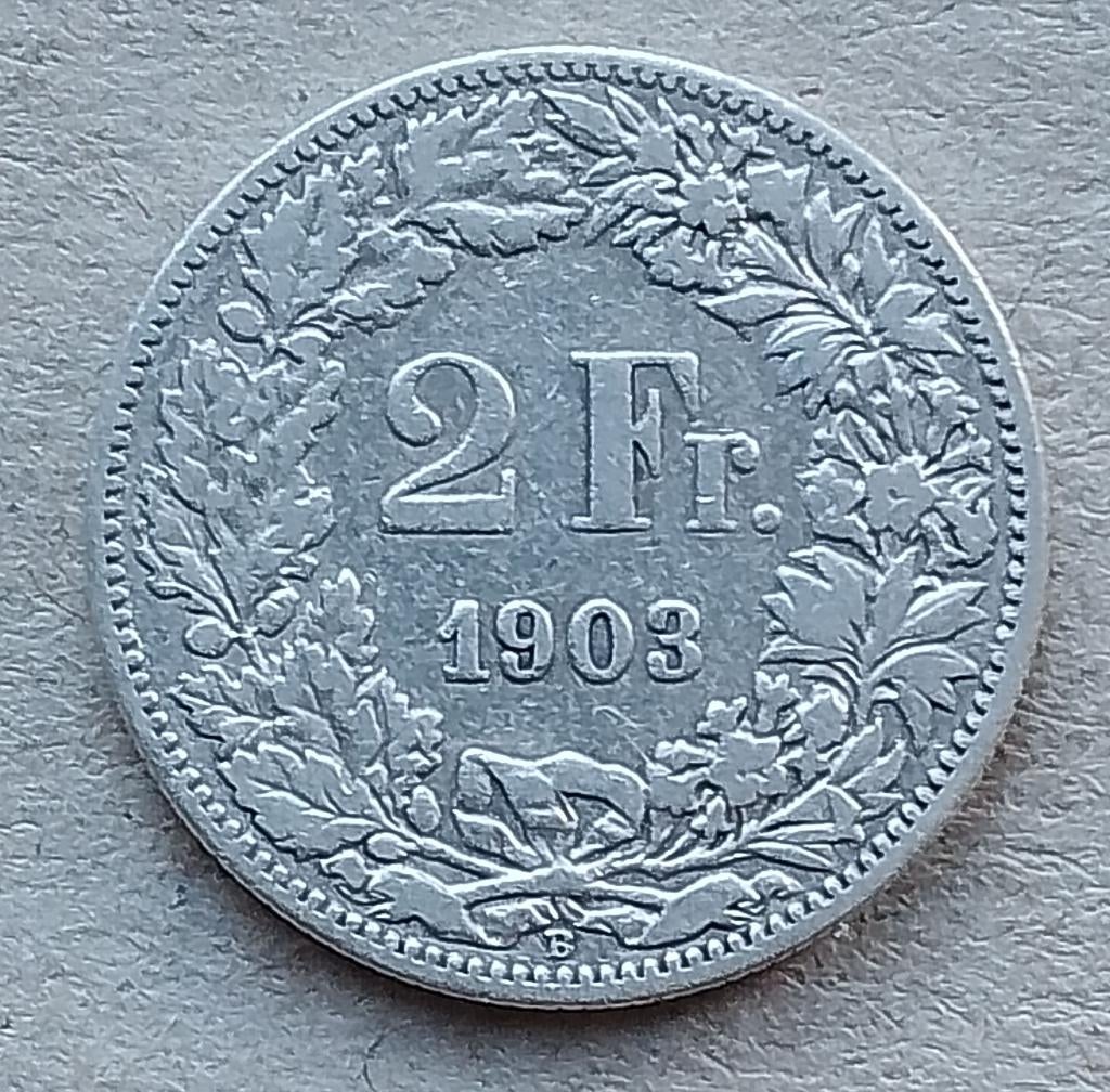 Zwitserland, 2 francs 1903, Postzegels en Munten, Munten | Europa | Niet-Euromunten, Ophalen of Verzenden, Overige landen, Losse munt