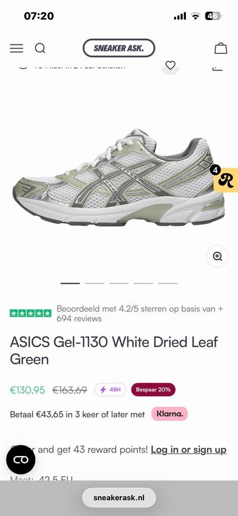 Asics Gel 1130 dames, Ophalen, Zo goed als nieuw, Hardloopschoenen, Asics