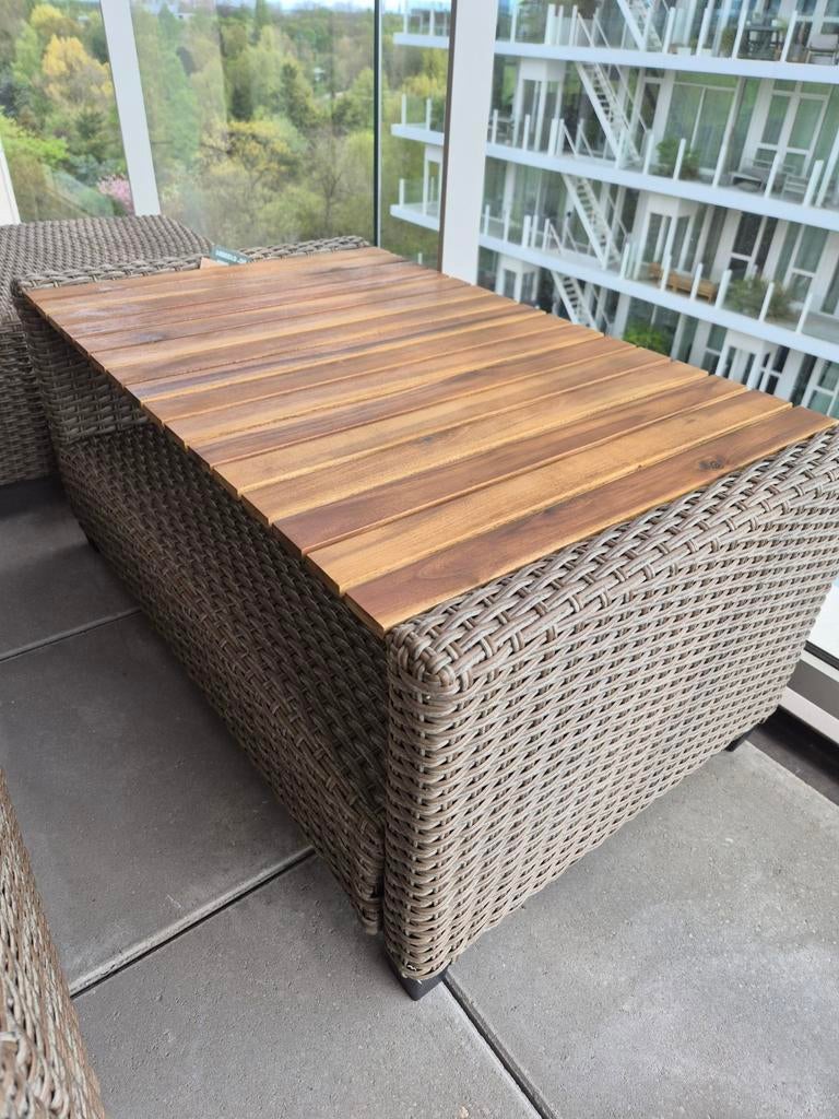 Nieuwe VEN Lounge Tafel (JYSK) - Acaciahout & Polyrotan, Tuin en Terras, Tuintafels, Ophalen, Nieuw, Rechthoekig, Hout