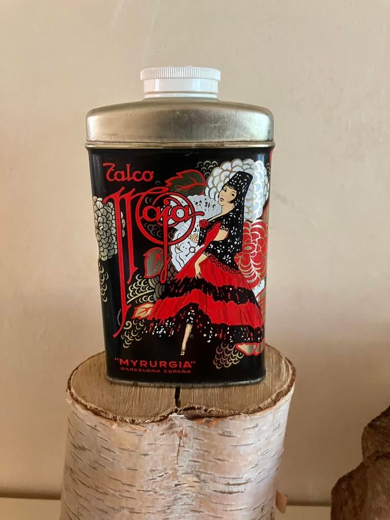 Vintage blikje Maja Talkpoeder VOL merk Myrurgia 💃, Ophalen of Verzenden, Gebruikt, Overige typen, Gevuld