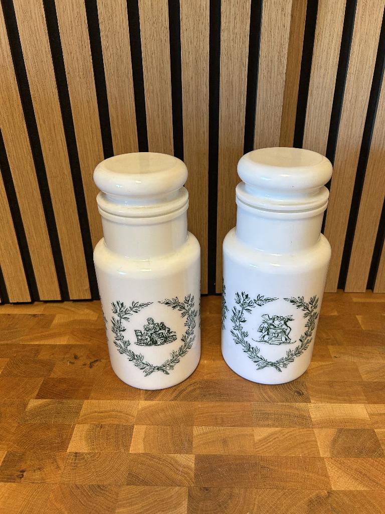 2 apothekers potten verre opale, Antiek en Kunst, Antiek | Keramiek en Aardewerk, Ophalen of Verzenden