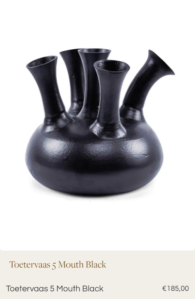 Zwarte Toetervaas nieuw, Huis en Inrichting, Woonaccessoires | Vazen, Overige materialen, Zwart, Nieuw, Ophalen of Verzenden