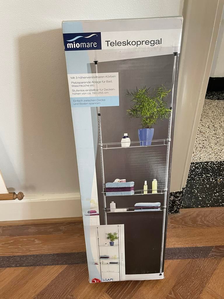 Telescopisch Badkamerrek met 3 Verstelbare Mandjes, Huis en Inrichting, Badkamer | Badtextiel en Accessoires, Ophalen, Nieuw, Grijs