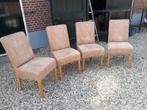 Eetkamerstoelen  met Nubuck bekleding., Overige kleuren, Ophalen of Verzenden, Zo goed als nieuw, Vier