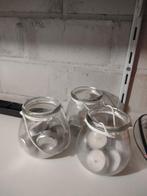 Glazen Waxinelichthouders - Set van 3, Huis en Inrichting, Woonaccessoires | Kandelaars en Kaarsen, Overige materialen, Gebruikt