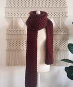 Handgemaakte XL Wollen Sjaal - Burgundy Rood, Ophalen of Verzenden, Zo goed als nieuw, Maat 46/48 (XL) of groter, Sjaal