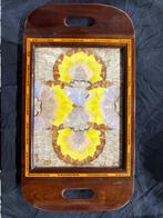 Dienblad antiek vlinders, Ophalen of Verzenden, Gebruikt, Rechthoekig, Hout