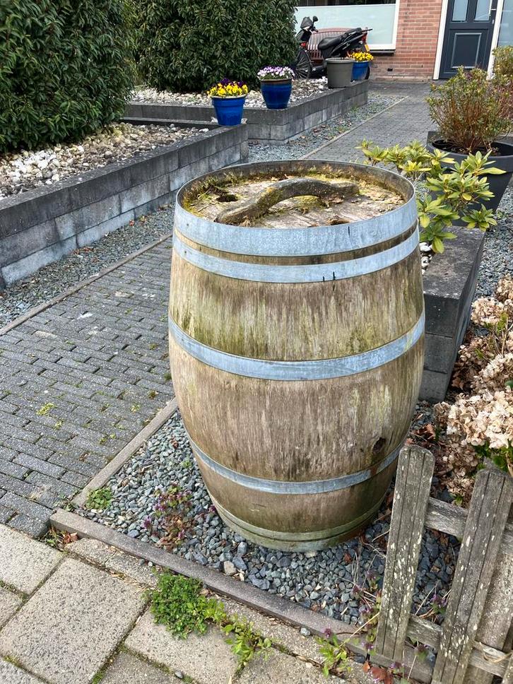 Eikenhouten regenton, Tuin en Terras, Regentonnen, Gebruikt, Hout, 150 liter of meer, Ophalen