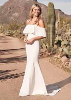 Lillian West fit and flare trouwjurk maat 34 36 ruches, Ophalen of Verzenden, Zo goed als nieuw, Wit, Trouwjurk