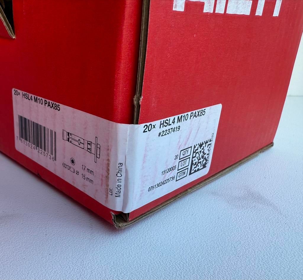 HILTI HSL4 M10 PAX85 Ankers - Nieuw in doos (20 stuks), Ophalen of Verzenden, Nieuw, 50 tot 100 mm, Pluggen