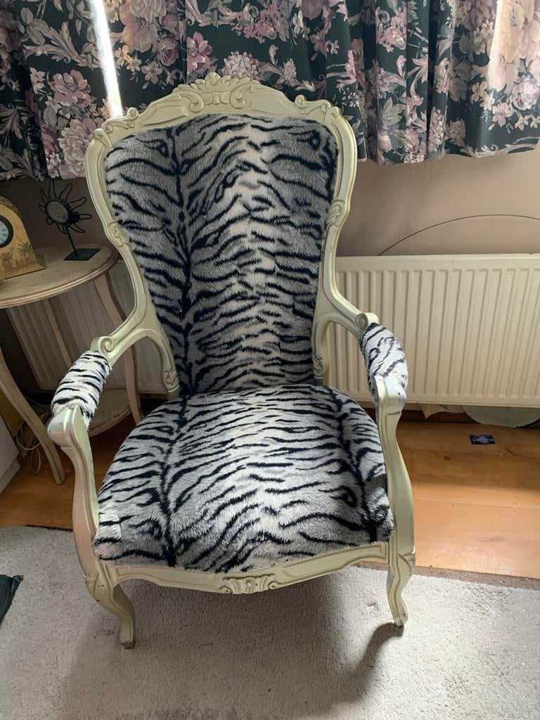 Zebra Fauteuil met Gouden Details, Gebruikt, Overige kleuren, Ophalen of Verzenden, Eén