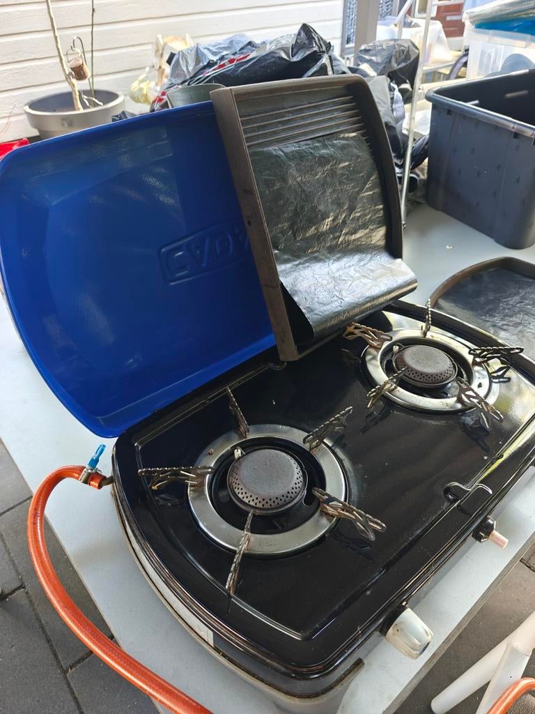 Camping gasfornuis met bakplaten - Ideaal voor buiten koken, Ophalen of Verzenden, Gebruikt