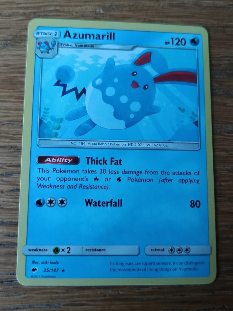 Azumarill 035/147 burning shadows, Ophalen of Verzenden, Zo goed als nieuw, Losse kaart