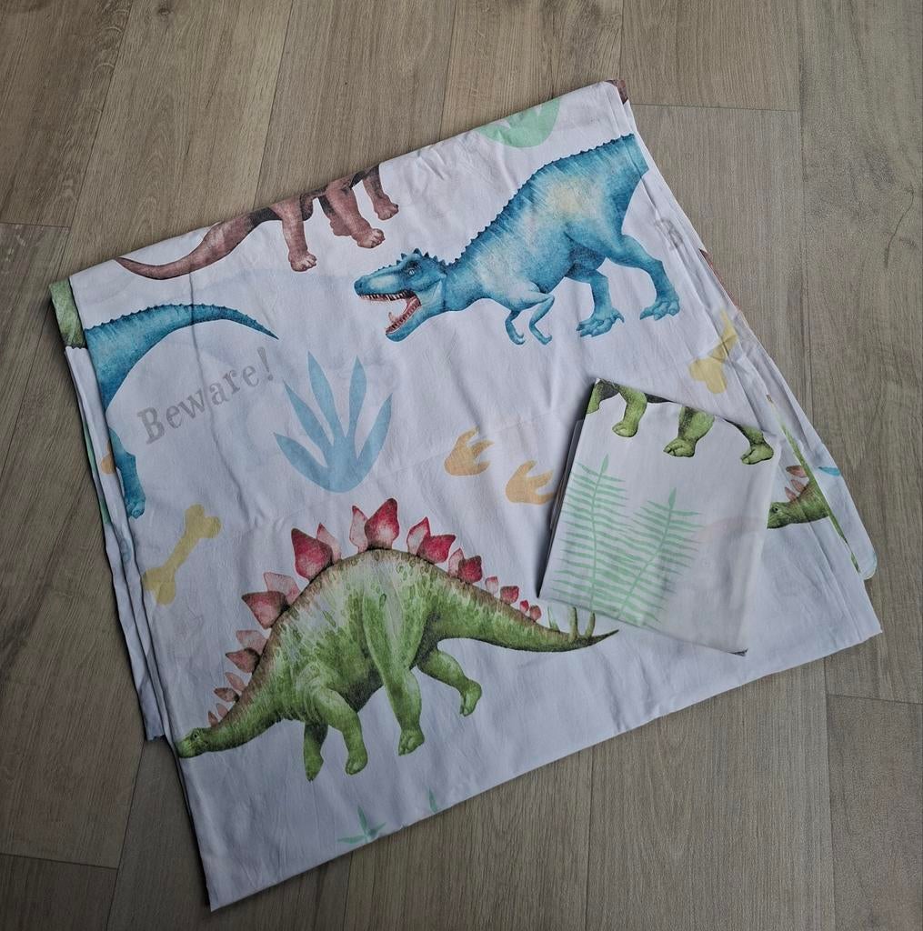3 dekbedovertrekken dino's eenpersoons, Gebruikt, Overige kleuren, Dekbedovertrek, Ophalen of Verzenden
