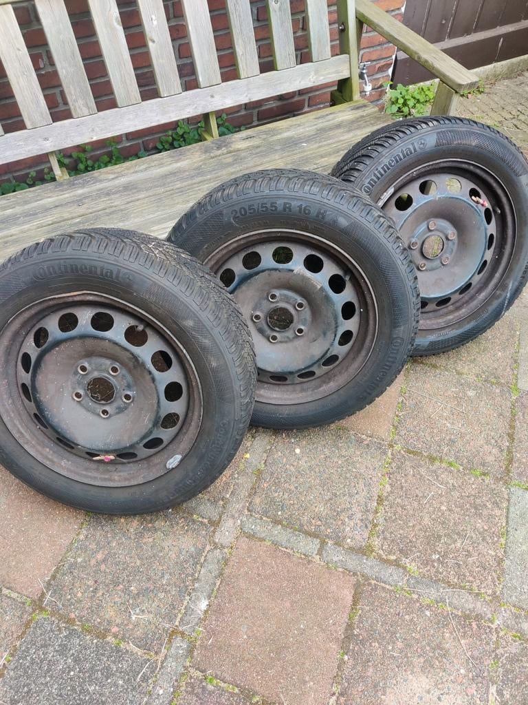 Continental winterbanden met velgen - 205/55 R16, Auto-onderdelen, Banden en Velgen, Ophalen, 16 inch, 205 mm, Winterbanden