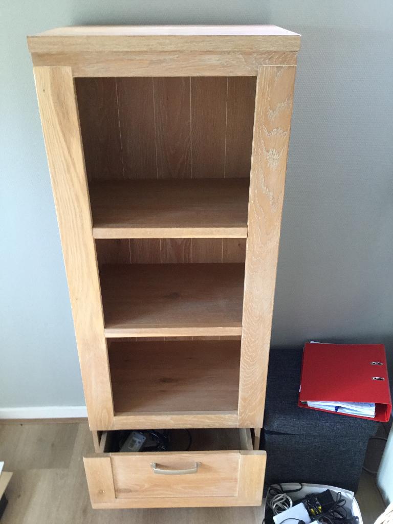 Kastje eiken, blank eiken/met grijze waas, Ophalen, 50 tot 100 cm, Zo goed als nieuw, Met lade(s)