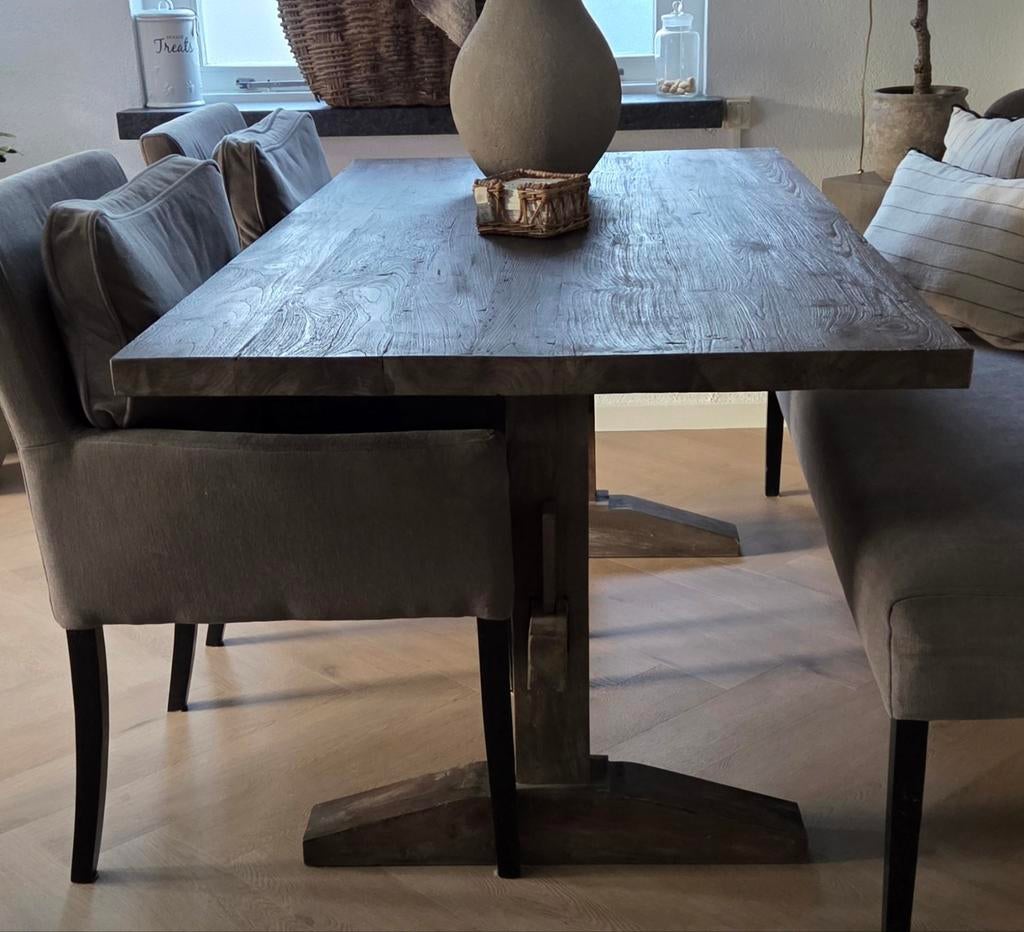 Robuuste eettafel 180x90 van Het Olde Jagthuys, 2 jaar oud, Huis en Inrichting, Tafels | Eettafels, Zo goed als nieuw, 50 tot 100 cm