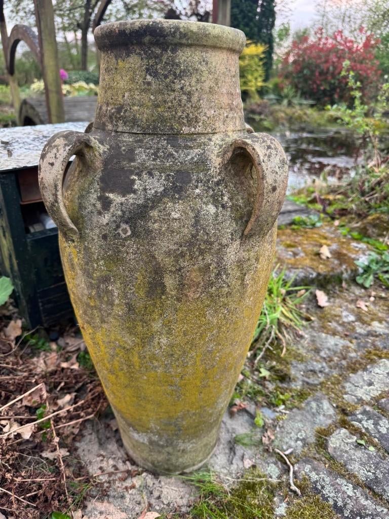 Grote oude stenen amfoor / tuinvaas met oren, Tuin en Terras, Tuinvazen, Ophalen, Gebruikt