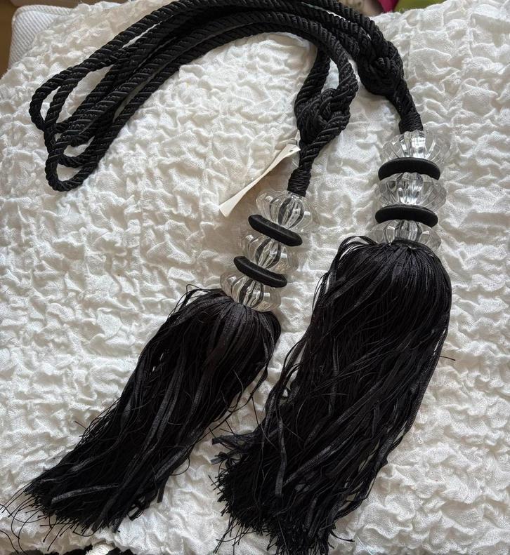 Zwarte gordijnkoorden met kwasten ( embrasses), Huis en Inrichting, Stoffering | Gordijnen en Lamellen, Nieuw, Minder dan 100 cm