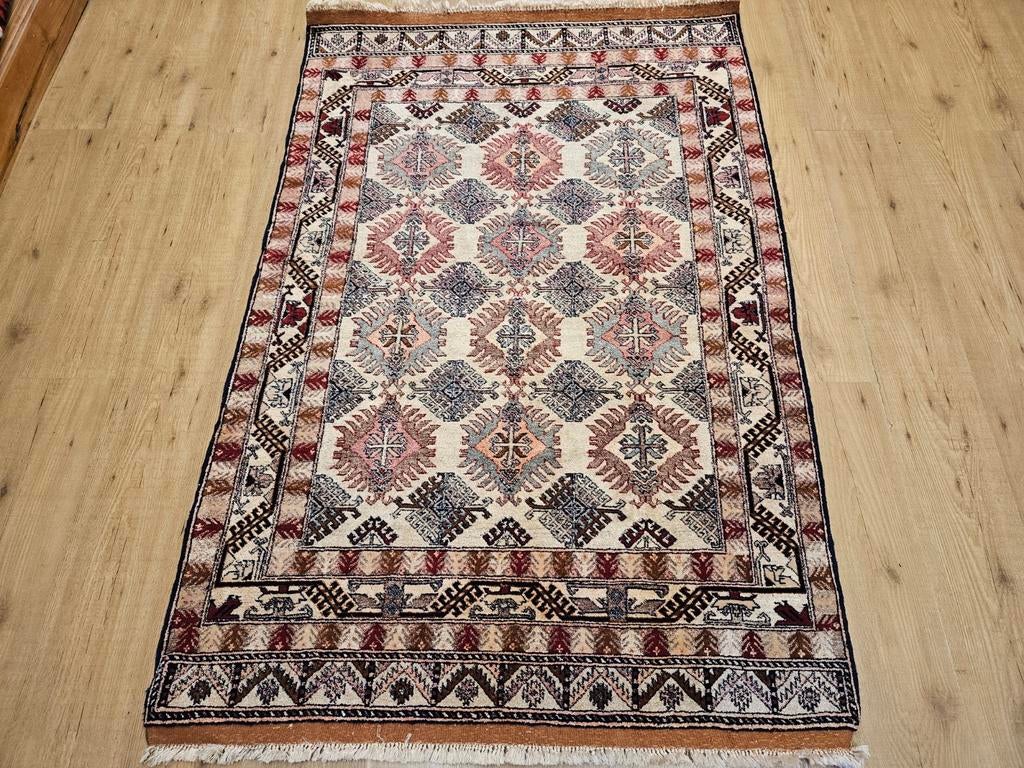 Vintage handgeknoopt oosters tapijt zijde 184x117, Huis en Inrichting, Info@SlatsAntiek.nl, Tweedehands, 100 tot 150 cm, Perzisch