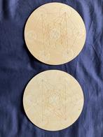 Set van 2  kristal gridplaatjes Metatron kubus, Ophalen of Verzenden, Zo goed als nieuw