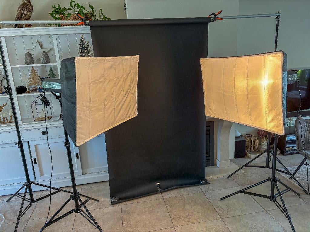 Falcon Eyes GN-450AD Flitsset incl. Softboxen & Achtergrond, Audio, Tv en Foto, Fotografie | Fotostudio en Toebehoren, Ophalen