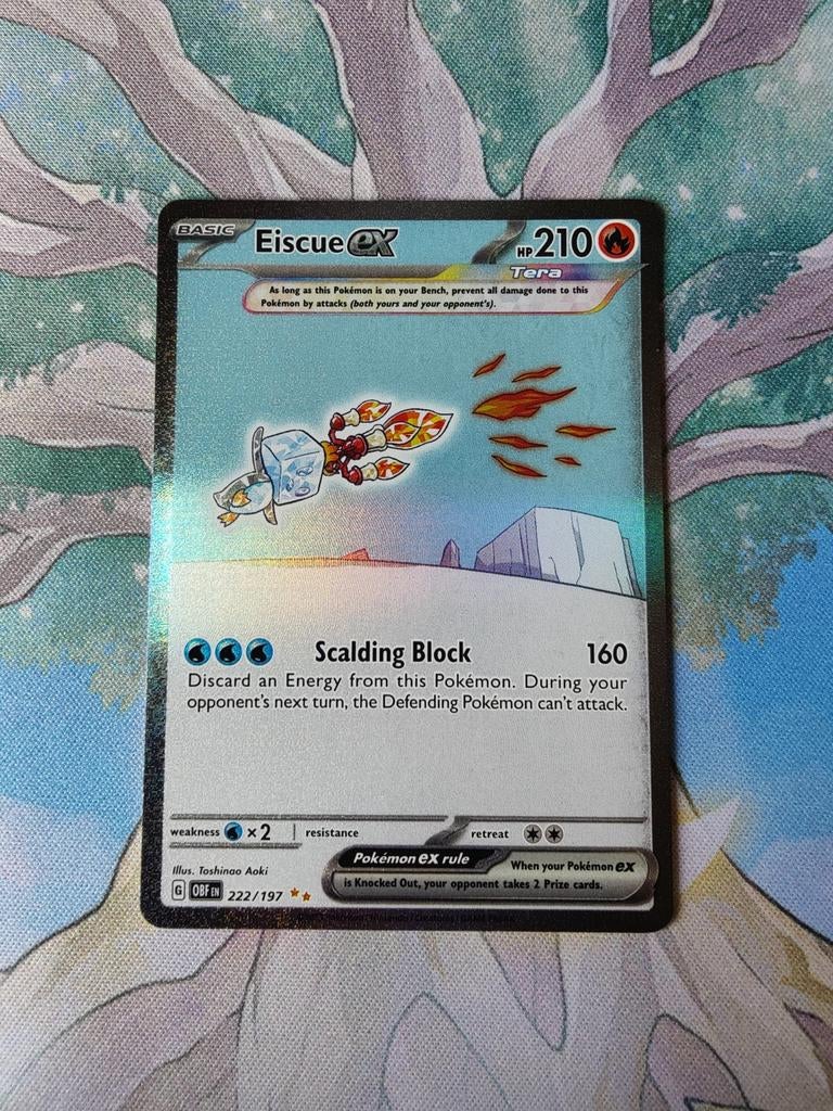 Pokemon obsidian flames eiscue ex illustration 222/197, Ophalen of Verzenden, Nieuw, Losse kaart, Foil
