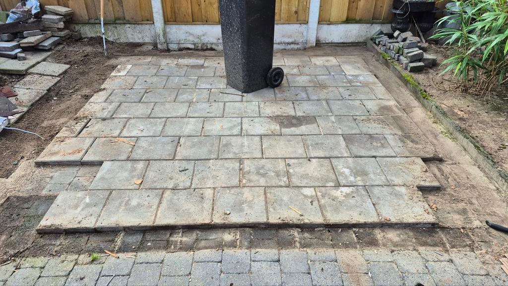 Gebruikte terrastegels 3x3m - Ideaal voor tuinhuisje, Tuin en Terras, Ophalen, Gebruikt, 5 tot 10 m², Beton