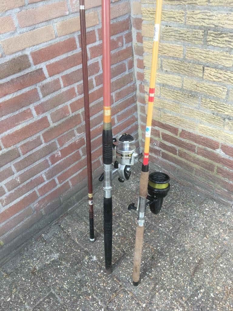 Vis hengels met molens schuur opruiming, Ophalen, Gebruikt