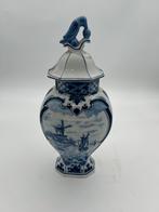 Delfts Blauw Gemberpot met Vogel Deksel - Handgeschilderd, Antiek en Kunst, Ophalen of Verzenden