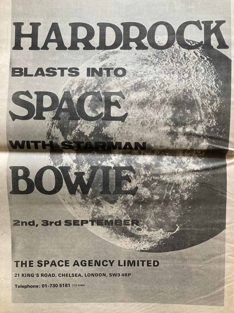 Paginagrote A3 advertentie DAVID BOWIE Starman concert, Ophalen of Verzenden