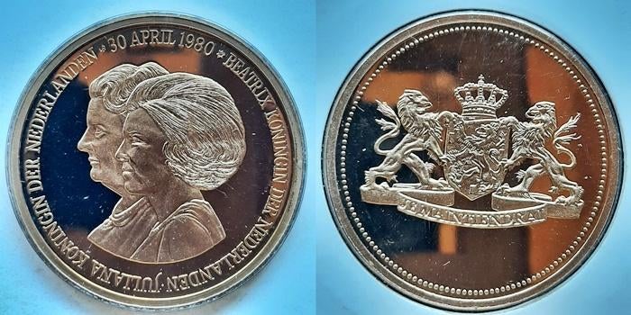 Juliana en Beatrix 1980  , Verzenden, Brons, Nederland