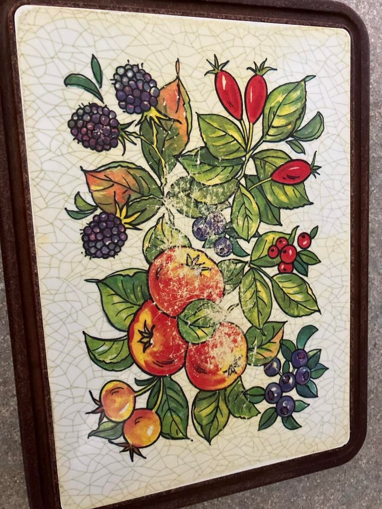Vintage onderzetter of snijplank fruitmotief, Ophalen