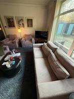 Bank en 2 stoelen ribcord, Ophalen, Gebruikt, 100 tot 125 cm, Driepersoons