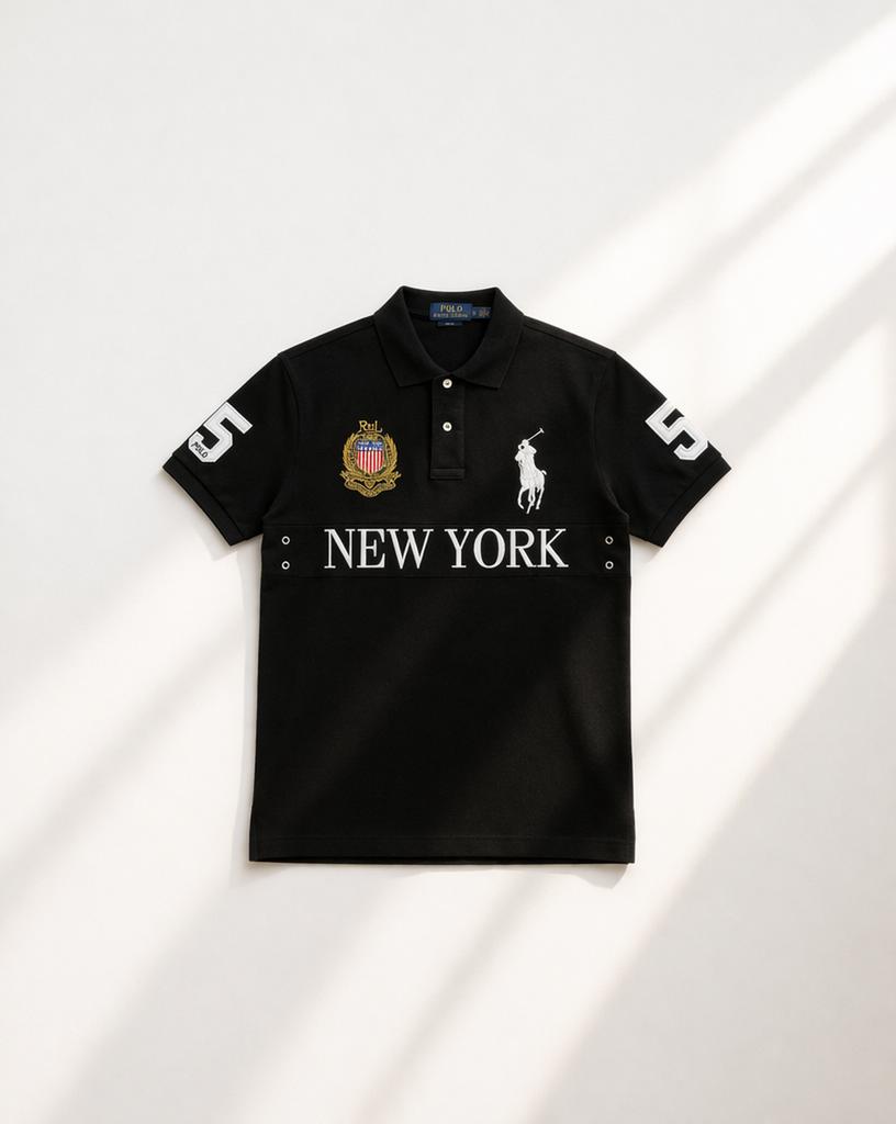 Ralph Lauren Polo Shirt new york big logo, Ophalen of Verzenden, Zo goed als nieuw, Maat 46 (S) of kleiner, Zwart