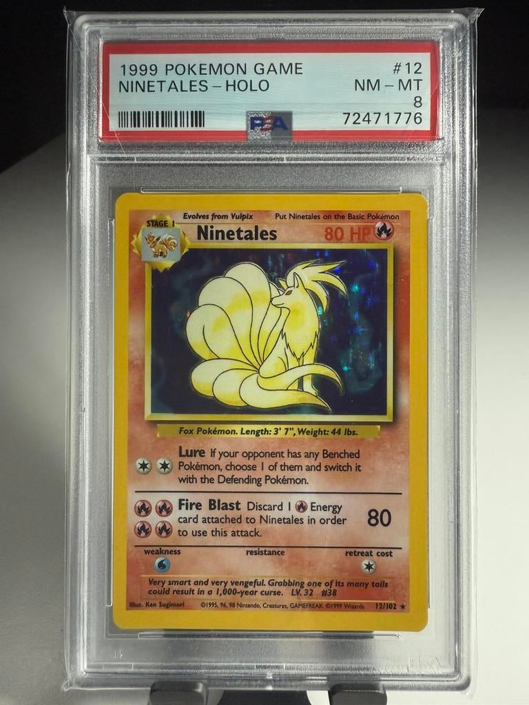Ninetales 12/102 - Base set (PSA 8), Ophalen of Verzenden, Zo goed als nieuw, Losse kaart, Foil