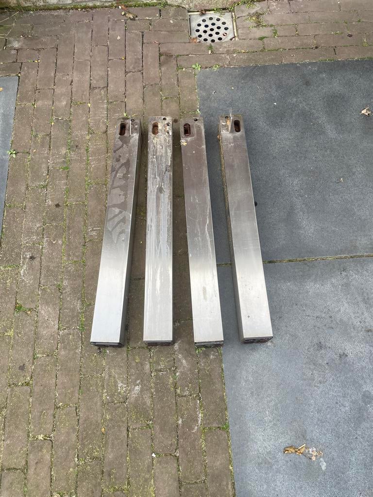 Set van 4 RVS Tafelpoten, Ophalen, Gebruikt, Rechthoekig, Metaal